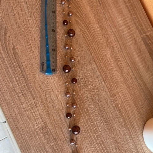 Necklace with pearl beads in brown and beige shades like new