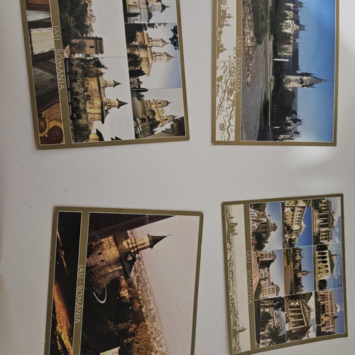 Postcards used, set of 4 from Iasi Romania with Christmas card gift