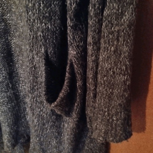 Knitted cardigan XXL with pockets used, gray and brown