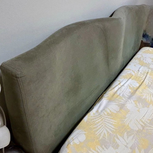 Eleni Natsi Solid Bed with Alcantara and TEMPUR Memory Foam Elite Mattress Like New