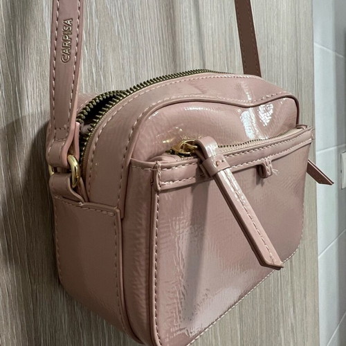 Carpisa crossbody bag new, soft pink with patent texture