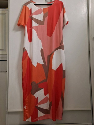 Maxi dress boho style new, white and red, L/XL