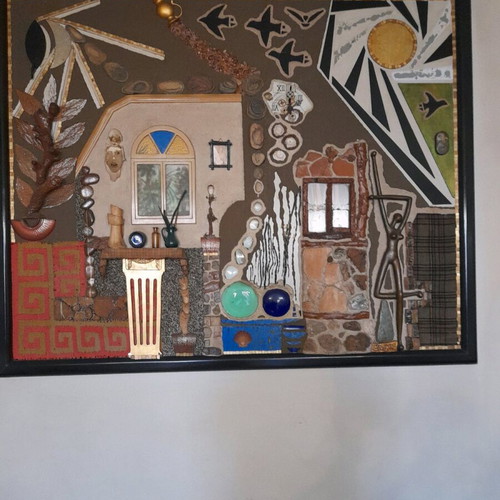 Triptych artwork oil painting by living artist, like new