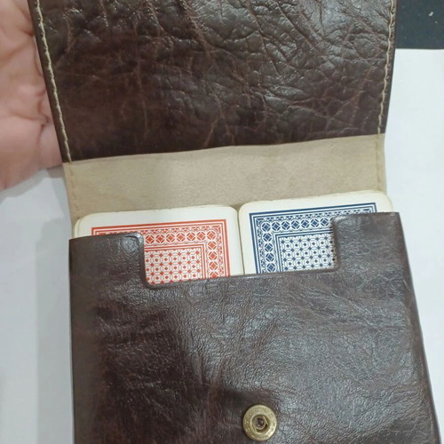 Leather case with two decks of cards