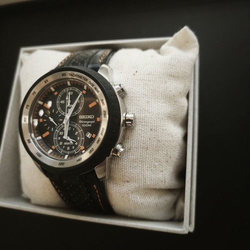Seiko Alarm Chronograph SNAB59P1 wristwatch, NOS with box