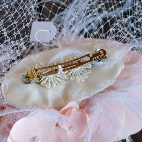 Bridal hair clip with satin roses and hydrangea, salmon color new
