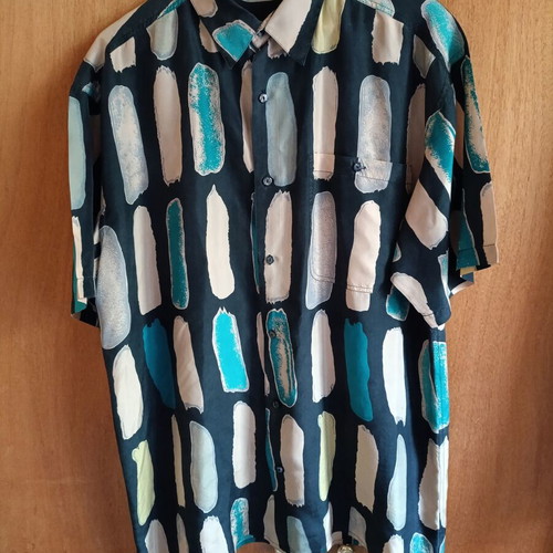Gianni Abozzi vintage 90s silk shirt, multicolor, large unisex