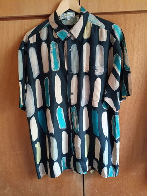 Gianni Abozzi vintage 90s silk shirt, multicolor, large unisex