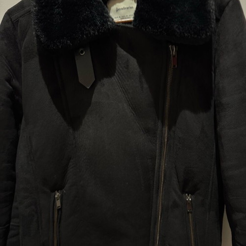 Stradivarius biker coat new, black with fur size M
