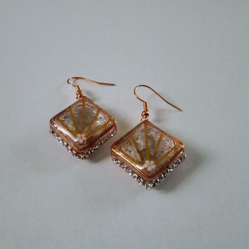Handmade gold-colored earrings new with steel hooks