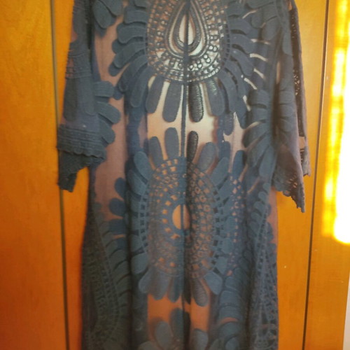 Blue tunic one size like new, airy with embroidery