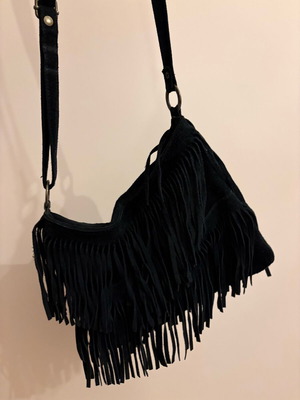 Brandy Melville black suede-look fringe bag used