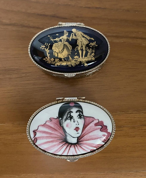 2 Vintage Κουτάκια με καπάκια πορσελάνης