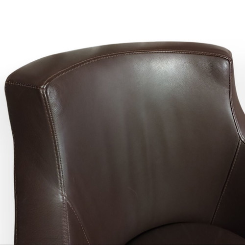 Leather armchair Greek made dark brown