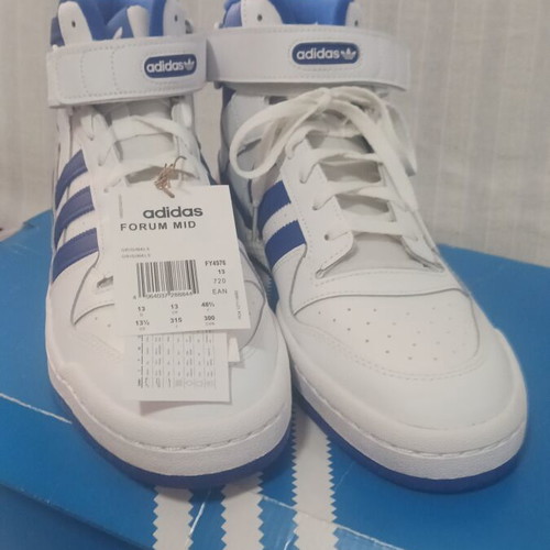 Adidas Forum Mid sneakers new, size 48, white and blue