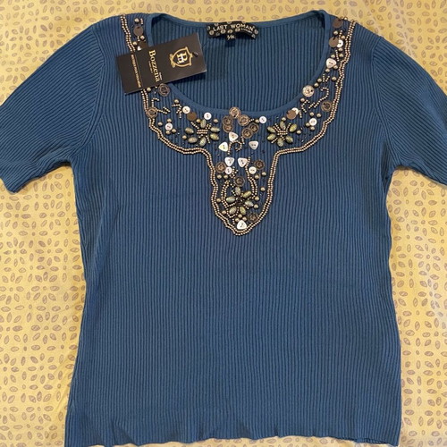 Last Woman blouse new, blue, fitted, size M/L