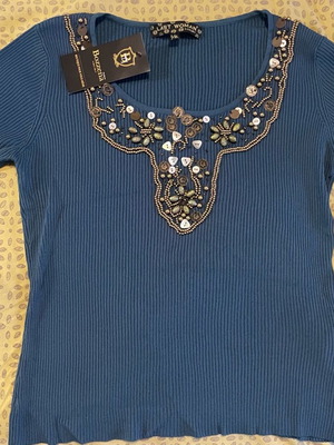 Last Woman blouse new, blue, fitted, size M/L