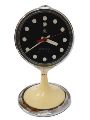 Chinese vintage alarm clock from the 70s used, original stand