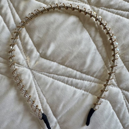 Set of 4 elegant thin hairbands with rhinestones and gold details