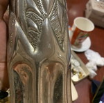 Bronze Carved Vase Shell with Silver Plating