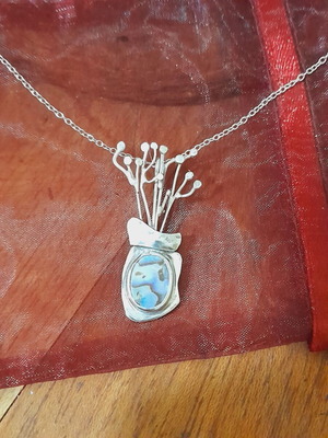 Handmade silver necklace 925 with mother-of-pearl and chain new