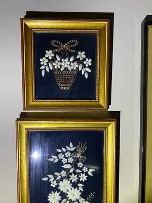 Set of two flower frames on black background like new