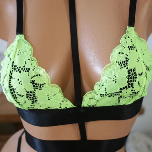 Two-Piece Lace Lingerie Set Green, new
