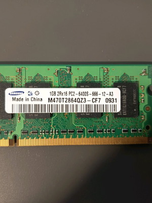 Samsung 1GB DDR2 PC2 laptop RAM used, 2 pieces