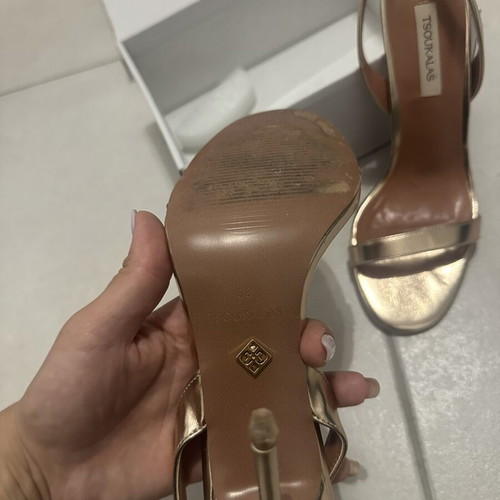 Tsoukalas vintage chic gold high heel sandals 10cm