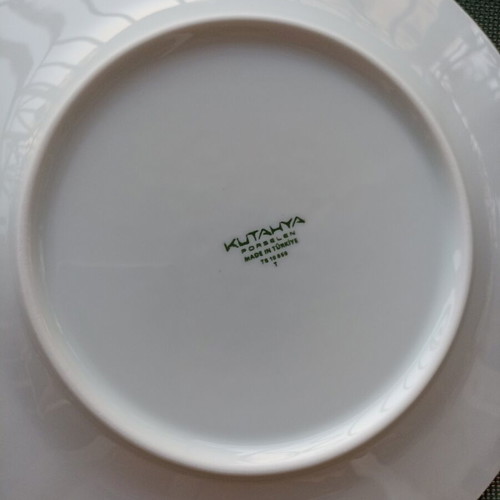 Kutahya dinner plates set of 6, white porcelain, new