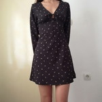 H&M women's short dress with long wide sleeves, floral print, size S (EU 36)
