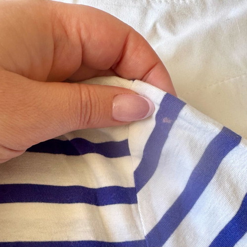 Mango T-shirt XS like new, French nautical striped white-blue