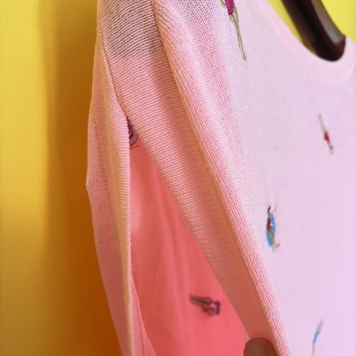 Next Pink Embroidered Swimmer Knit Top XS