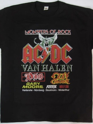 Fruit of the Loom Monsters of Rock 1984 μπλουζάκι σε μαύρο, XL