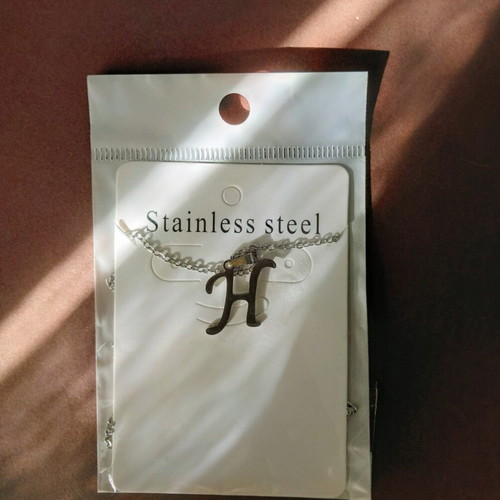 Stainless Steel Necklace with Initial H new