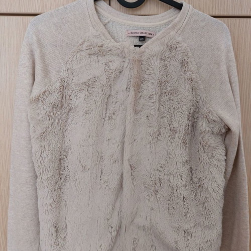 Bershka fur cardigan like new, white, size M