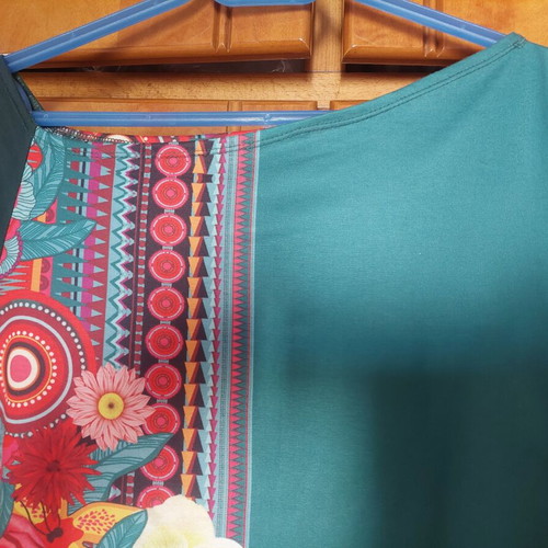 Smash colorful summer dress new, knee-length, asymmetric shoulders, size XL