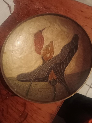 Bronze decorative plate used with enamel design