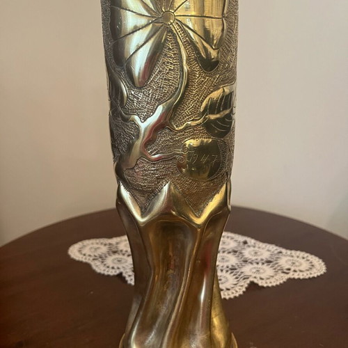 Artillery shell used decorative vase brass from World War II