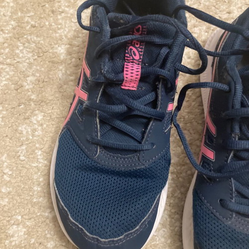 ASICS girls' running shoes used, blue and pink