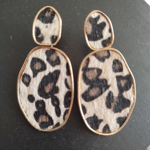 Leopard earrings H&M like new, black and beige