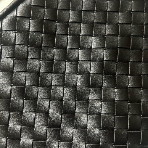 Women's shoulder bag woven eco leather like new, black