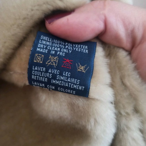 Explorer coat with synthetic mouton-type fur beige like new, size M