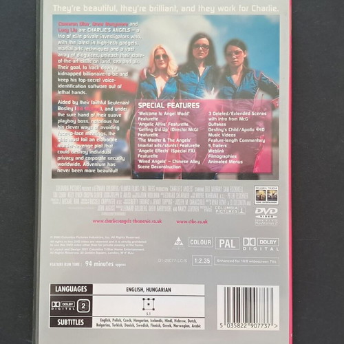 Charlie's Angels DVD like new, PAL edition with subtitles