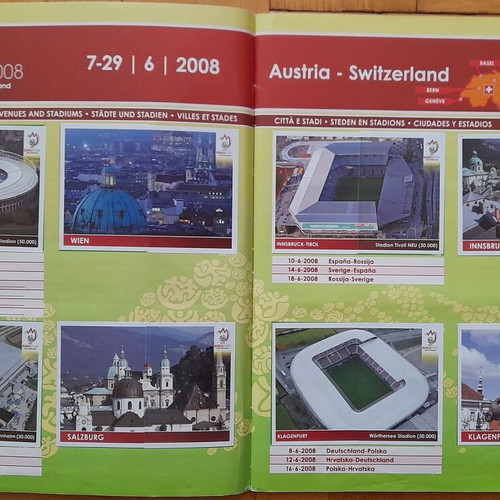 Euro Austria-Switzerland 2008 sticker album used with 532 of 535 stickers