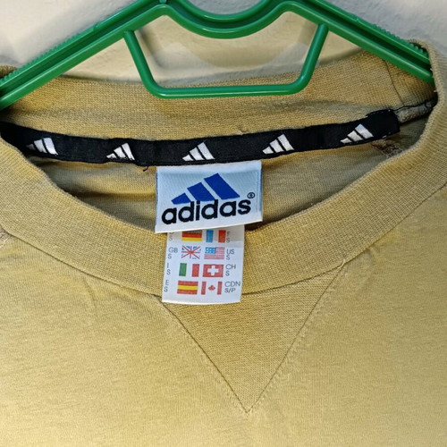 Vintage Adidas T-shirt used, beige/olive, raglan sleeves, size Small