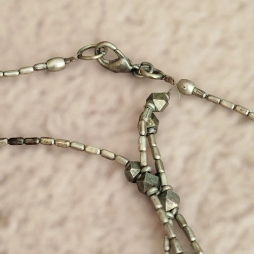 Long necklace like new with metallic beads gray silver