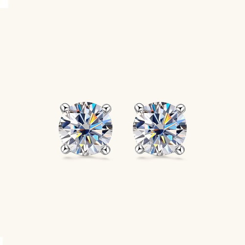 4mm Moissanite Stud Earrings 14K White Gold Plated GRA Certified