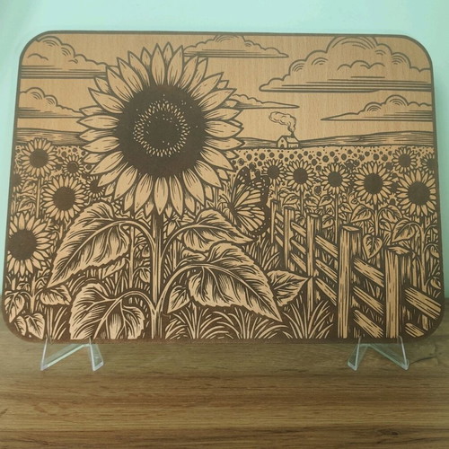 Laser Engraved Painting Sunflower Field new