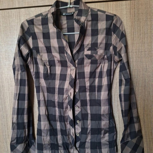 Women's checked shirt brown beige small like new